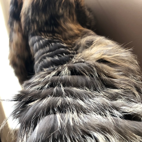 Gorski Fox Fur Belted Parker w/Hood, Sz Large - Picture 5 of 13